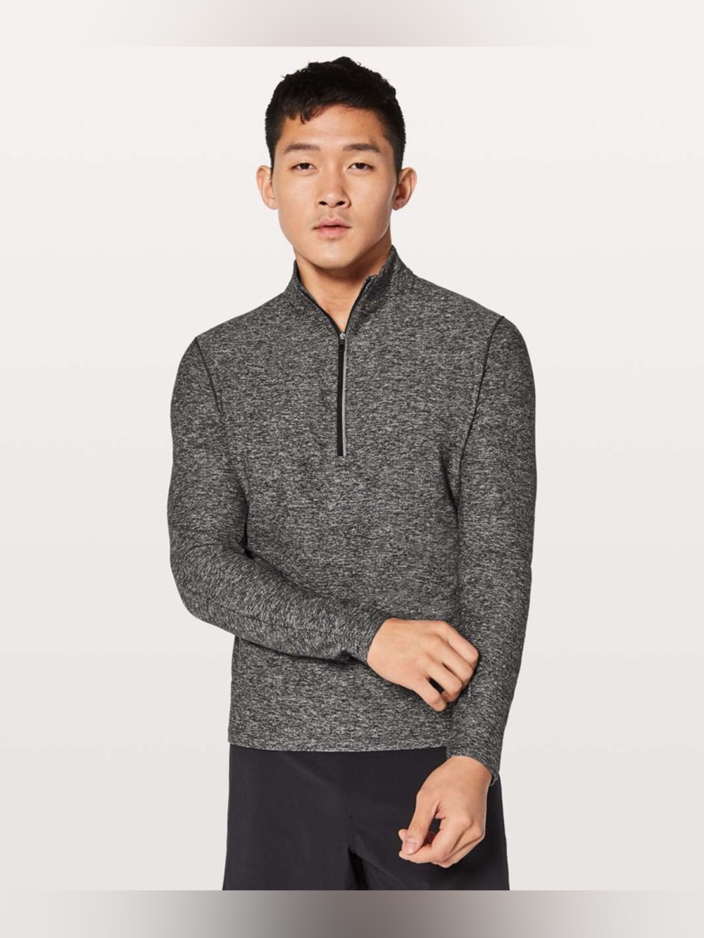 Lululemon Surge Warm 1/2 Zip Heathered Black Size XL Reflective Running Men